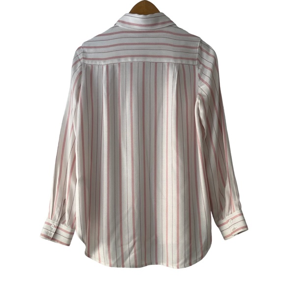BHWM pink and Ivory long sleeve button down classic blouse, striped, Sz 0 - Picture 5 of 11